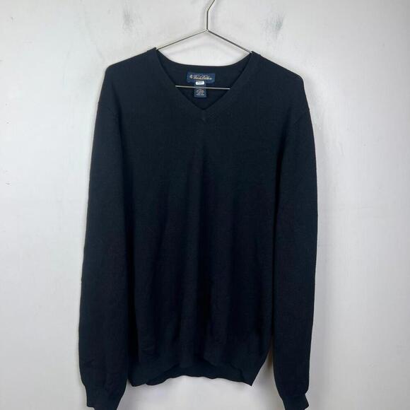 Brooks Brothers Merino Wool V-Neck Sweater Black Men’s L Stretch Pullover - Picture 1 of 3